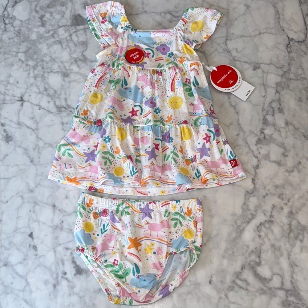 NWT Magnetic Me Modal Pastel Unicorn Dress Set